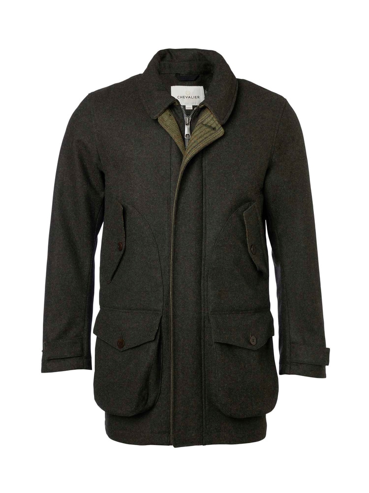 Burley Chevalite Wool Coat Men Dark Green Melange, view: 1