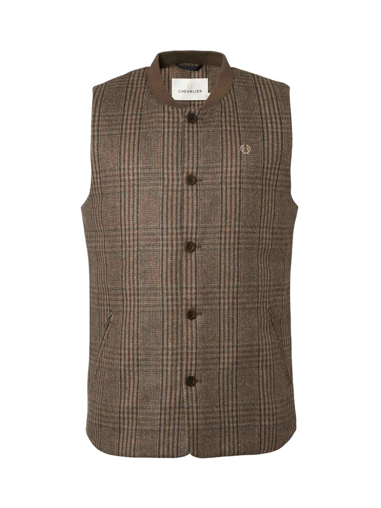 Sion Fill100 Tweed Vest Men Dark Brown Glencheck, view: 1