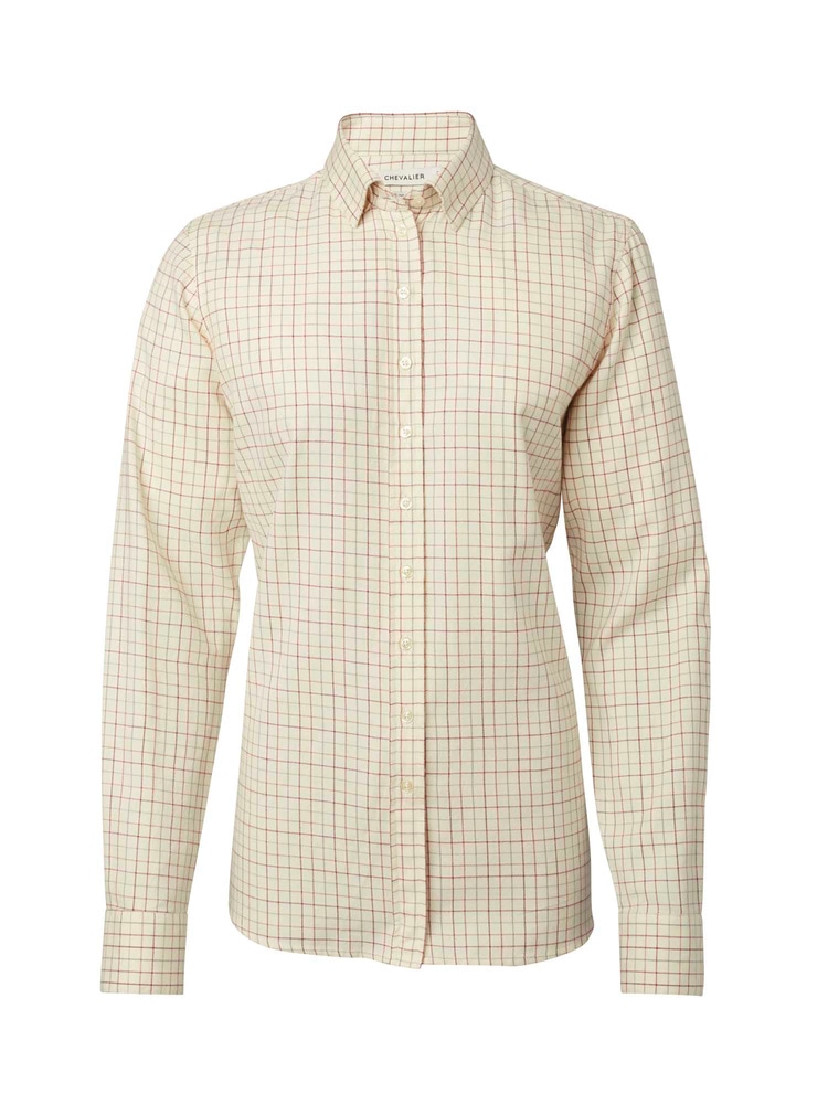 Dollis Shooting Fit Wool Shirt Women Cherry Red Tattersall, view: 1