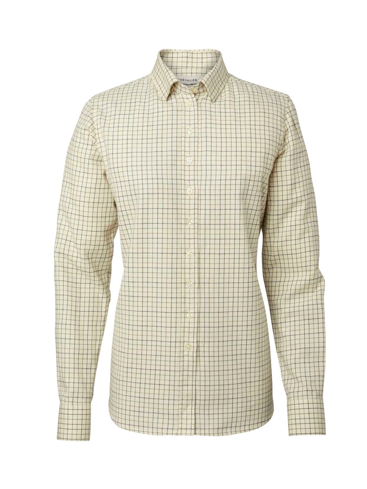 Dollis Shooting Fit Wool Shirt Women Soft Green Tattersall, view: 1
