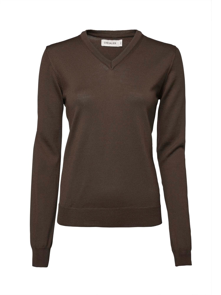 Blaise V-Neck Merino Pullover Women Leather Brown, view: 1